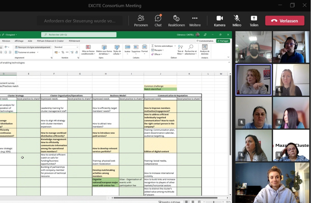 Screenshot eines Teams-Meetings, bei dem eine Excel-Tabelle vorgestellt wird