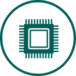 Icon Hardware: Eine Grafik eines Mikrochips.